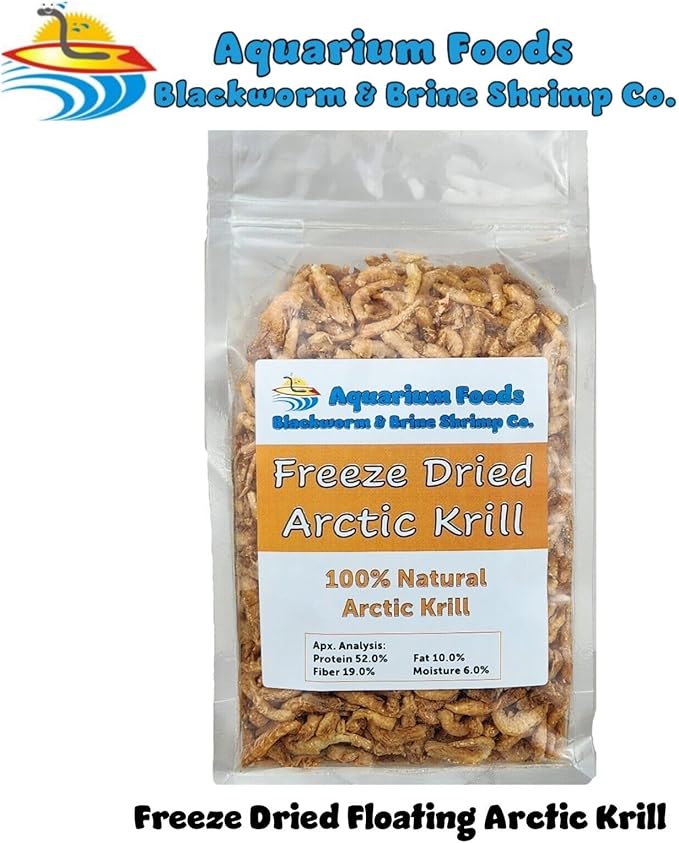 Arctic Krill, Freeze Dried Krill for Tropical Fish, Marine Fish, Cichlids, Catfish, Pond Fish, Aquatic Turtles, Land Turtles, Hamsters, Rodents, Reptiles…5.3oz Clear Bag