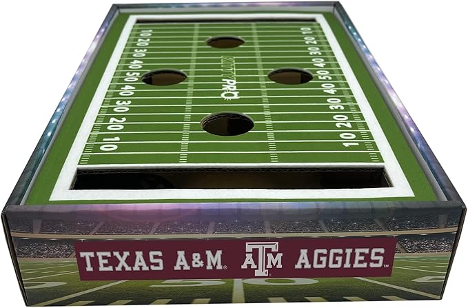 Pets First NCAA Texas A&M Aggies Cat Scratcher Box, Game Day Cat Toy, NCAA Football Field Designed Cat Scratcher and Lounge, Stimulating Cat Game