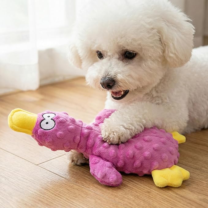 Calming Duck for Dogs, Interactive Squeaky Dog Chew Toy with Built-in Squeaker, Stuffed Duck Dog Squeaky Toy to Keep Them Busy for Small, Medium & Large Dogs Cats