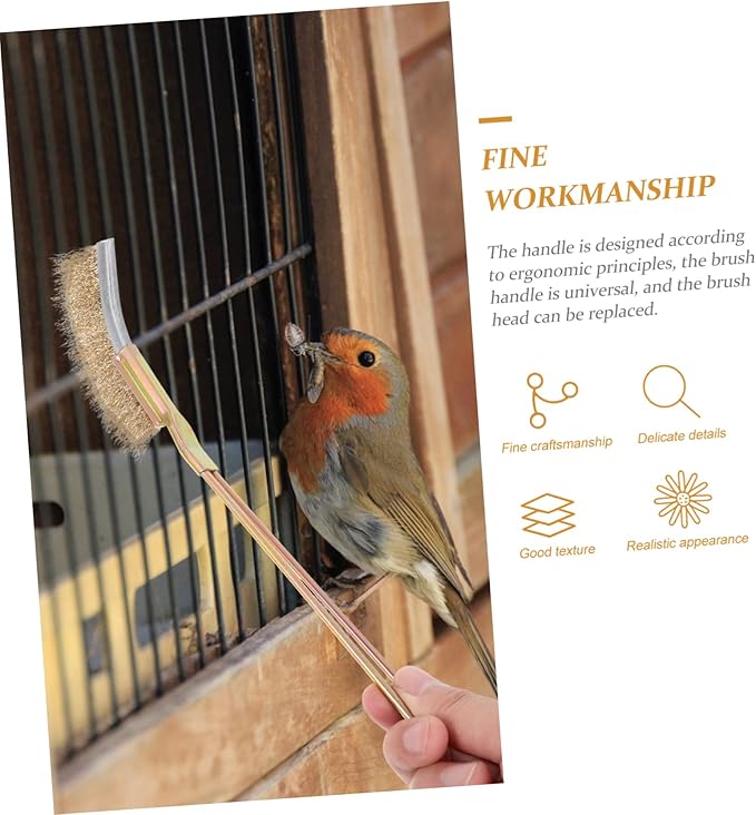 Abaodam 1Set Long Handle Bird Cage Cleaning Brush Durable Cage Cleaner for Easy Access to Hard to Reach Areas Essential Bird Cage Accessories