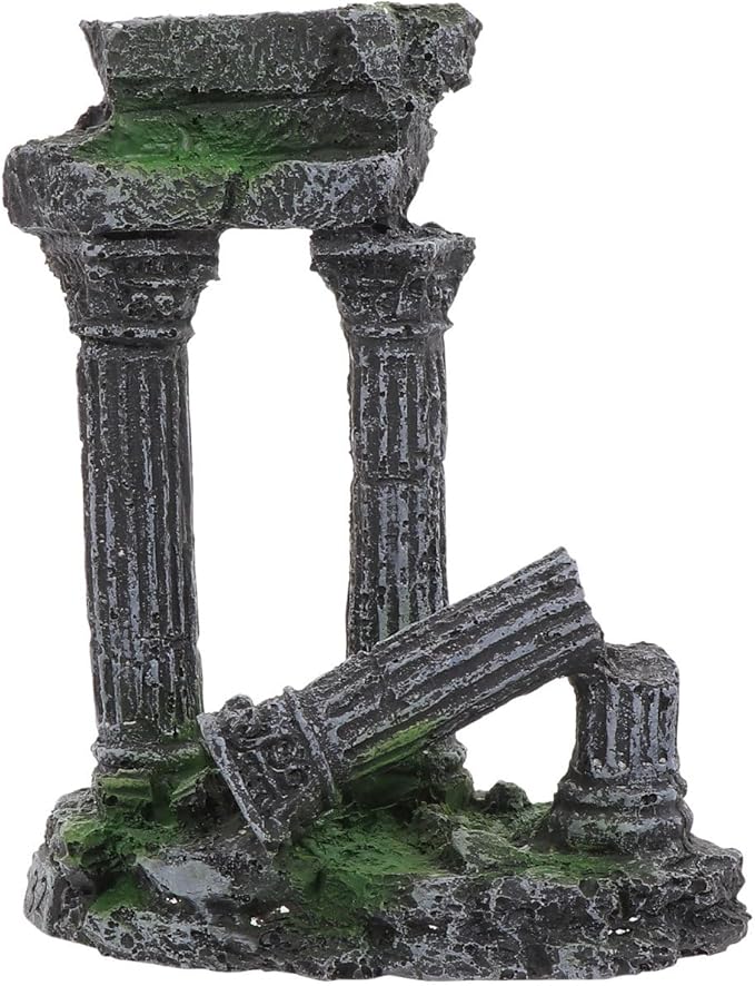 balacoo Roman Column Aquarium Ornament Fish Tank Decoration Resin Fish Shelter 5.31X4.33X2.55 Inch Underwater Hiding Cave for and Reptiles