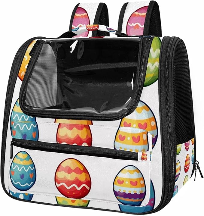 Happy Easter Eggs (3) Cat Carrier Backpack,900D Wear-Resistant Oxford Fabric, Dog Carrier Cat Backpacks Suitable for Travel