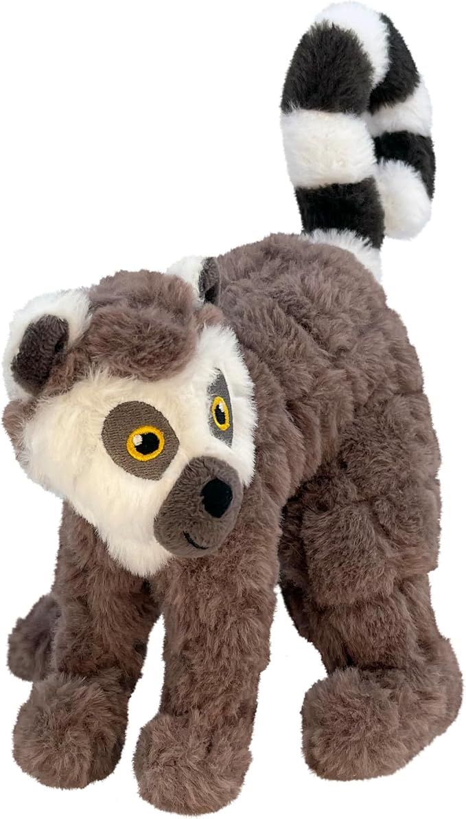KONG Scampers Wildlife Plush Dog Toy with Low Tone Squeaker (Lion/Lemur Combo)