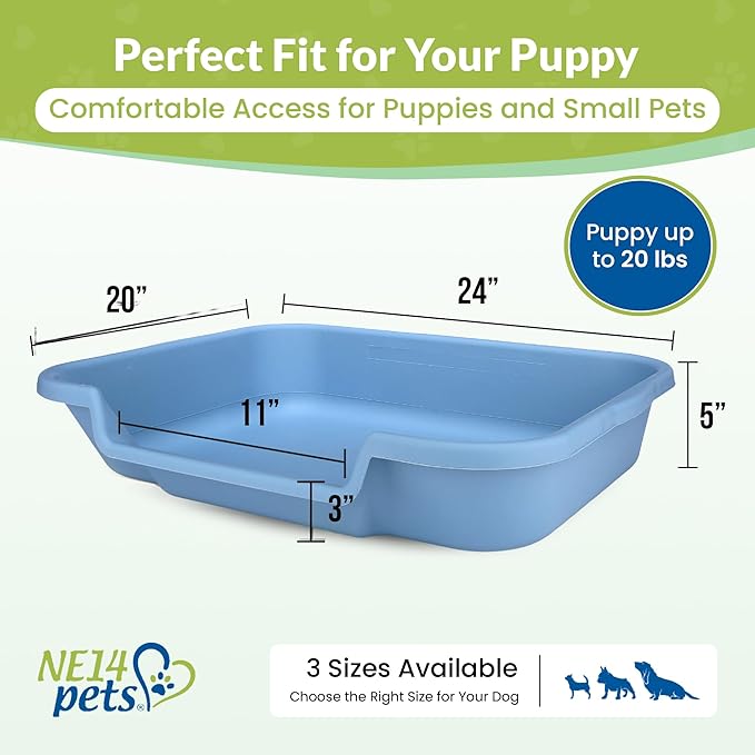 Dog Litter Box, Blue Color, Large Size, Durable & Pet Safe Puppy Litter Box, Indoor Open Top Entry Dog Litter Pan, Comfortable for Dogs, Great for Dogs up to 20 lbs