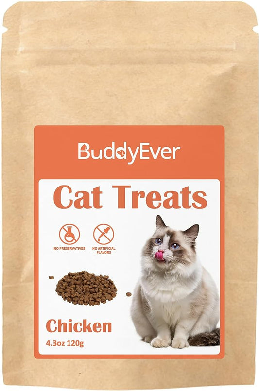 BuddyEver Crunchy & Creamy Cat Treats, Chicken Flavor Training Cat Snacks, Real Chicken First Ingredient, 5 oz Bag