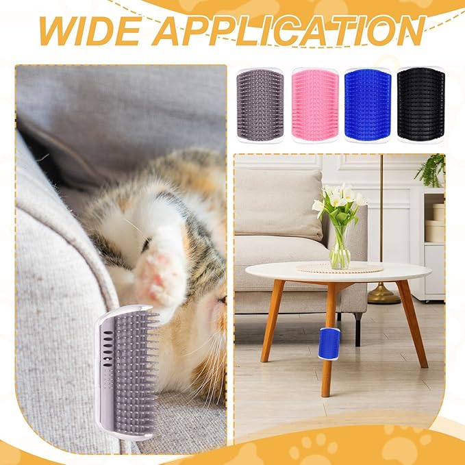 Self Grooming Cat Brush, Cat Self Groomer Scratcher with Catnip Softer Scratchers Wall Corner Groomer Massage Combs (2Pcs, S, Grey) for Long Short Fur Pets/Kittens/Puppies