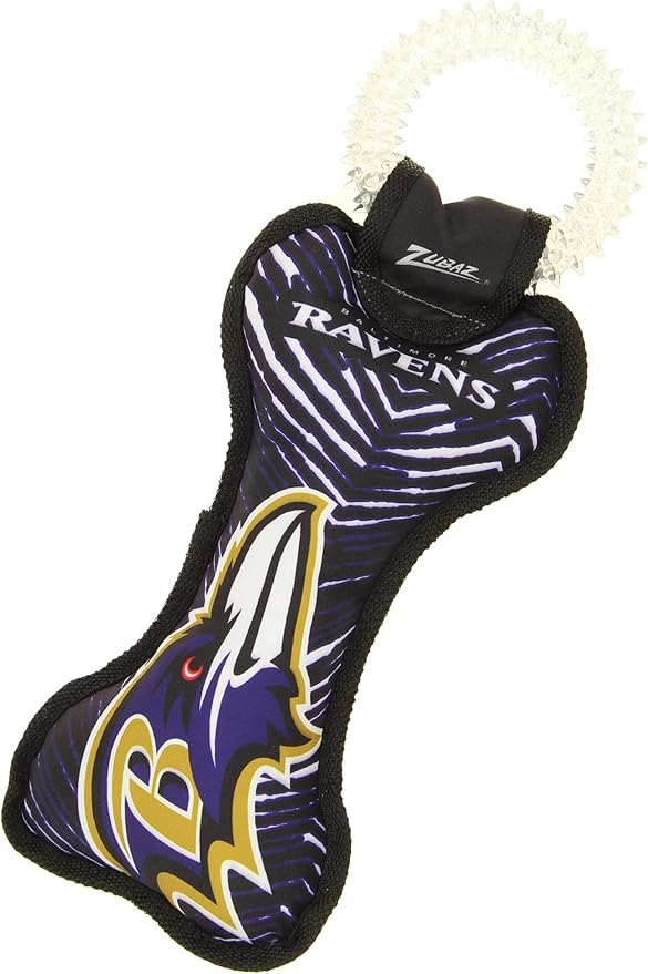 Zubaz NFL Team Logos and Colors Ring Tug Toy with Squeaker for Dogs, Baltimore Ravens