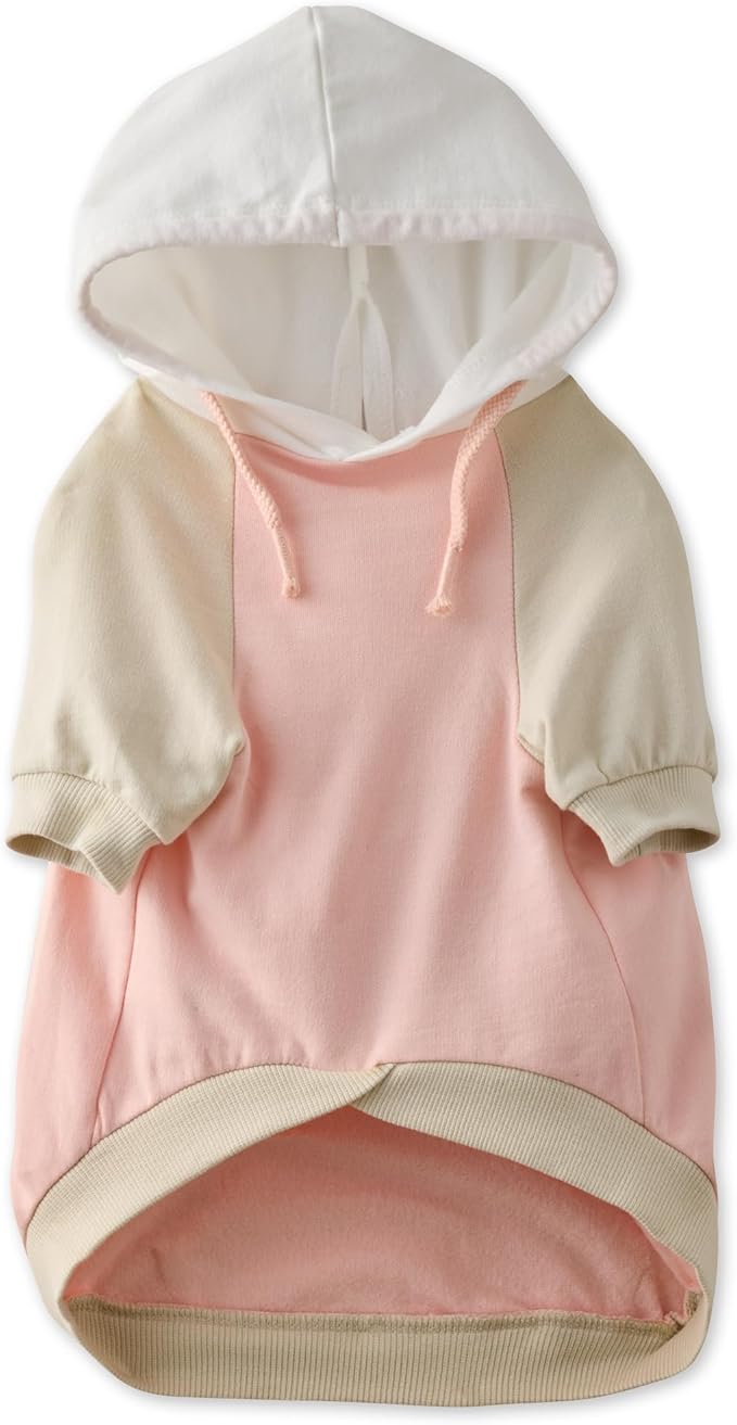 Pet Passion Rocky – The Original Lightweight Hooded Tee 100% Organic Cotton Dog Hoodie Pet Coat Sweater for All Sized Dogs, Original Pink Colorblock, X-Large (55-80 lbs)