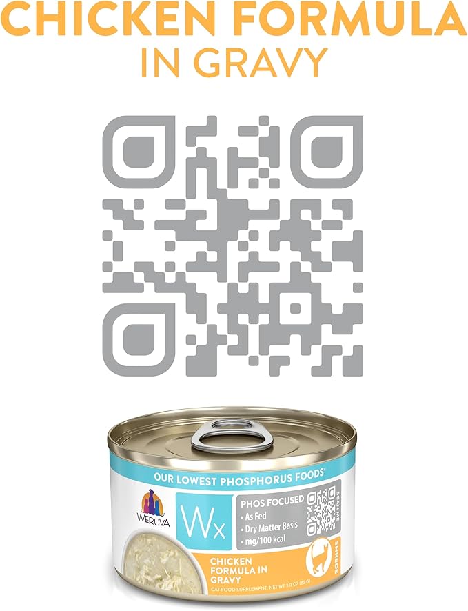 Weruva Wx Phos Focused, Chicken Formula in Gravy 3oz Can, Pack of 12
