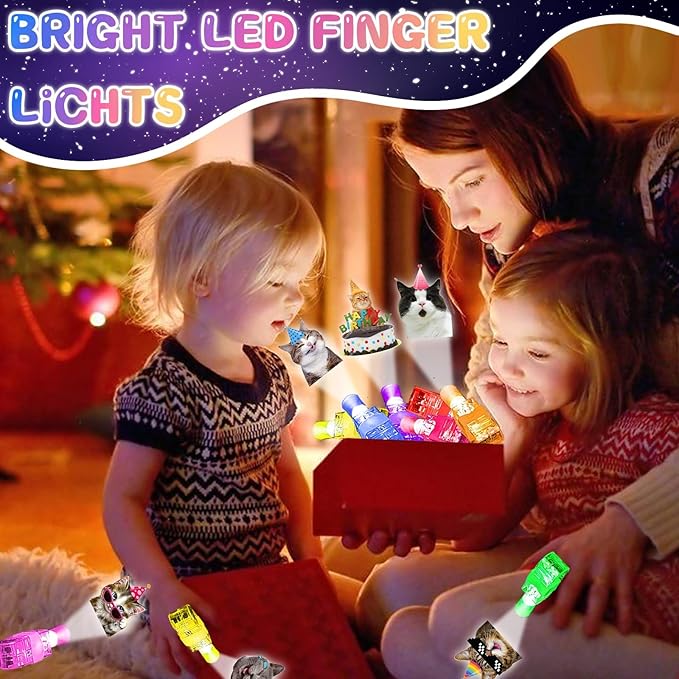 32Pcs Finger Lights Cat Party Favors Cat Decorations Goodie Bags Stuffers Bulk Toys for Kids Prizes Glow in The Dark Cat Animal Party Supplies PET Birthday Favors Gifts