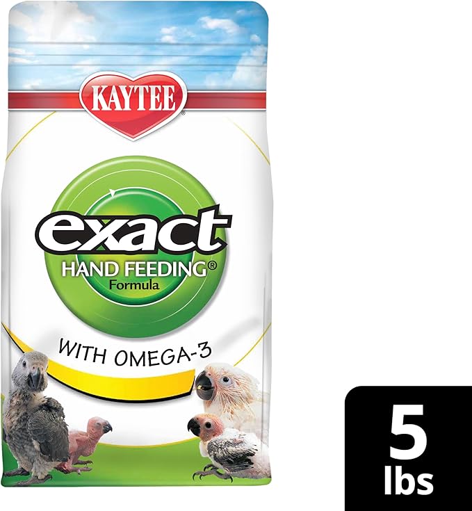 Kaytee Exact Hand Feeding Pet Bird Baby Food For Parrots, Parakeets, Lovebirds, Cockatiels, Conures, Cockatoos, and Macaws, 5 Pound