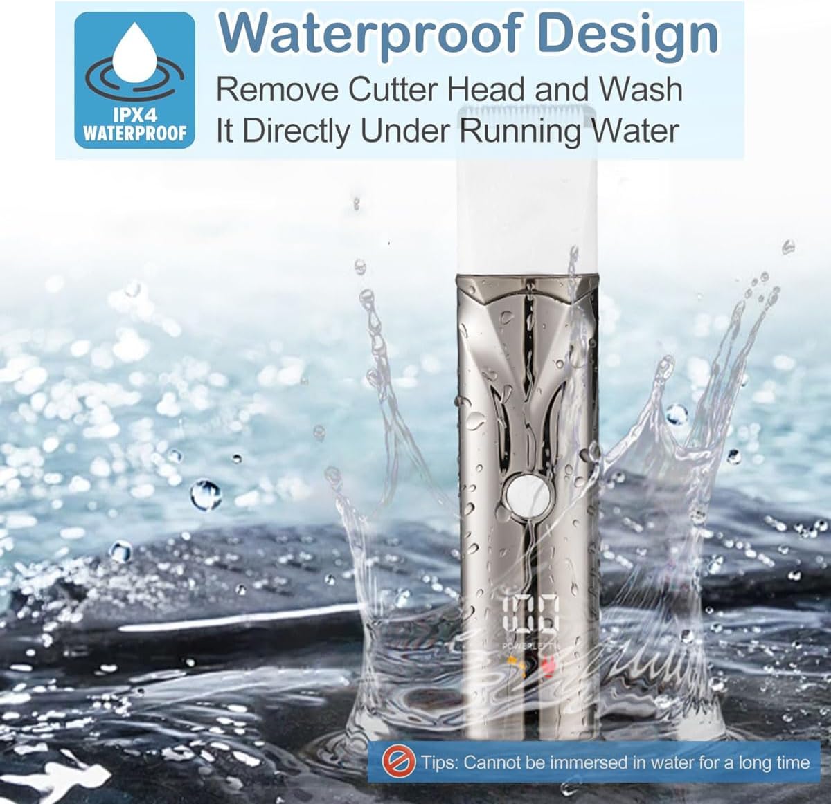 Dog Grooming Kit with LCD Display, 4 in 1 Dog Hair Trimmer for Paw Nail Grinder, Rechargeable Cordless Pet Cat Clippers, Professional Pet Paw Trimmer Nail Grinder Low Noise. Black