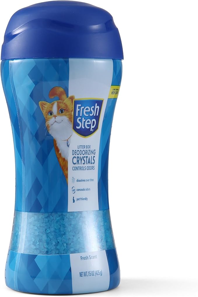 Fresh Step Cat Litter Crystals Deodorizer, Non Toxic Odor Neutralizing Crystals for Litter Boxes that Help Control Smells and Keep Home Areas Fresh, Fresh Scent, 15 Ounce - 12 Pack