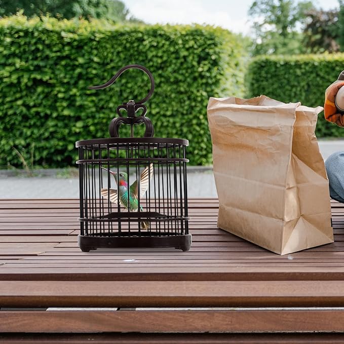 VICASKY Portable Decorative Bird Cage Habitat Box for Small Animals Compact Vintage Transport Cage with Hook for Indoor Outdoor Use for Crickets Grasshoppers Hamsters and Hummingbirds