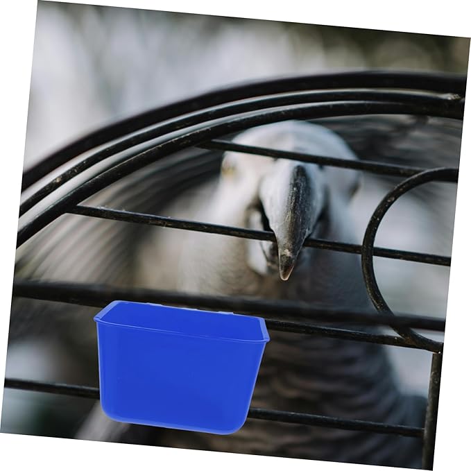 Abaodam 4pcs Hanging Bird Cage Feeding Cups for Rabbit and PET Water Bowl Sturdy 12.5x9.5x6CM Blue Food and Water Dishes for Parrots Roosters and Poultry