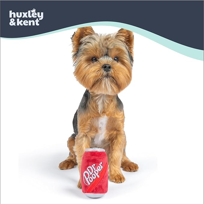 Huxley & Kent Funny Dog Toy w/Squeaker – Power Plush Squeaky Dog Toys for Small Dogs – Durable Small Stuffed Animal for Indoor Play & Fetch - Tiny Tuff Dr Pooper
