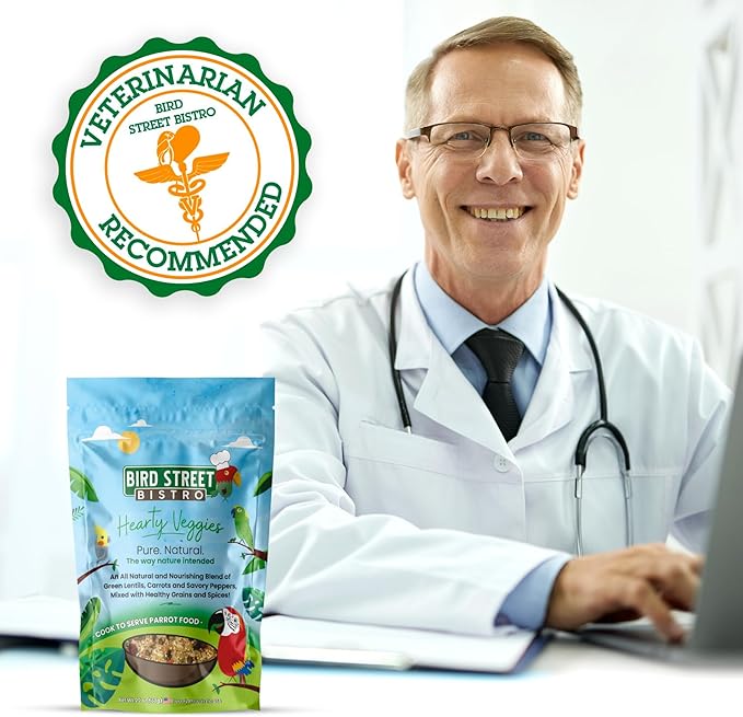 Bird Street Bistro Parrot Food - Parakeet Food - Cockatiel Food - Bird Food - Cooks in 3-15 min with Natural Grains - Legumes - Non-GMO Fruits, Vegetables, & Health Orientated Spices