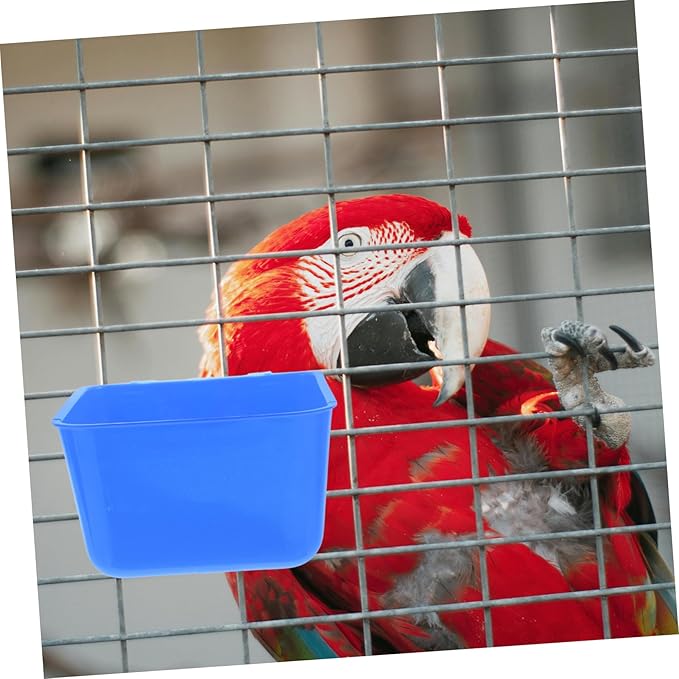 Kisangel 4pcs Hanging Bird Cage Bowls Feeding Cups for Rabbit Chicken Easy Install Water Dispenser Portable Feeder for Birds and Pets Blue