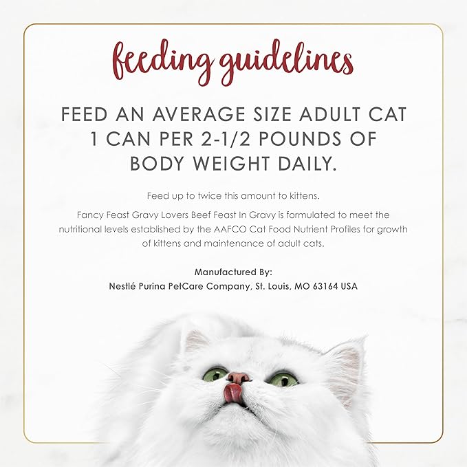 Fancy Feast Purina Gravy Lovers Beef Feast Grilled Gourmet Cat Food in Wet Cat Food Gravy - 3 oz. Cans (Pack of 48)
