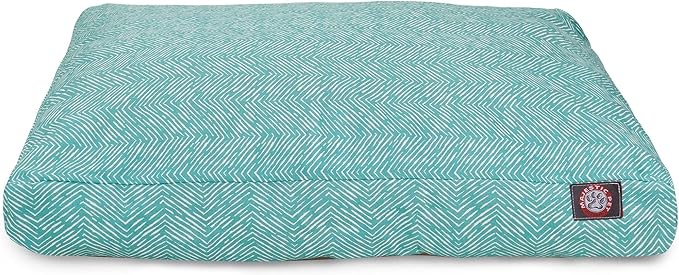 Teal Native Rectangle Indoor Outdoor Pet Dog Bed With Removable Washable Cover By Majestic Pet Products, Small
