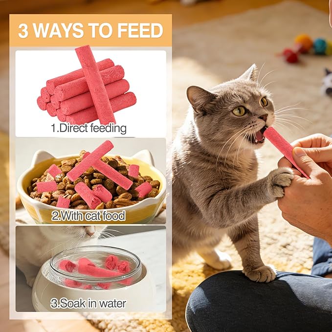 50g/1.75oz Freeze-Dried Chicken&Dragon Fruit Cat Sticks,Grain-Free,High-Protein Snack Sticks for Picky Cats,Delicious&Nutritious Healthy Treats