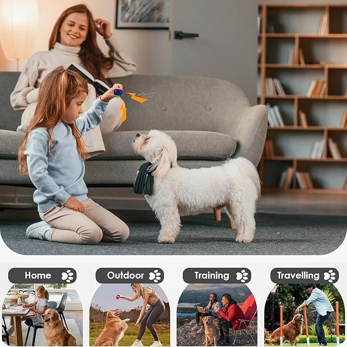 Pet Clicker Set | 10 Finger Ring Training Tools | Positive Reinforcement Dog Cat Behavior Trainer | for Small Medium Large Puppies Kittens Home Travel Outdoor Obedience Trick Socialization