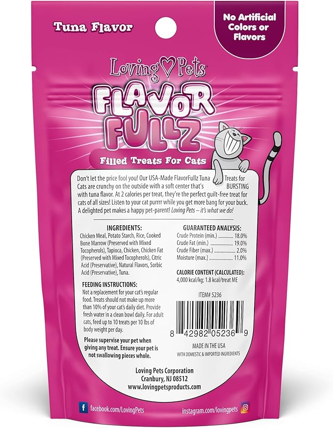 Loving Pets Flavorfullz Filled Treats for Cats, Tuna 3 oz. (Pack of 4)