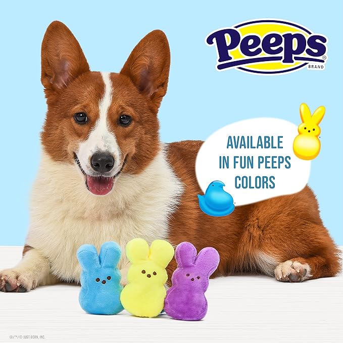 Peeps for Pets Green & Blue Peeps Plush Dress-Up Bunny Squeaky Dog Toys, Small Dog Toy Set