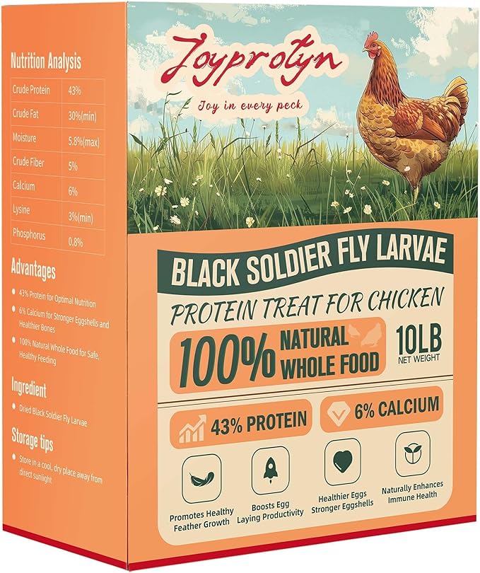 10LB Non-GMO Dried Black Soldier Fly Larvae for Chickens – 85X More Calcium Grubs Than Mealworms for Strong Eggshells & Healthy Growth - High Protein for Chickens, Birds, Ducks, Geese & Pets