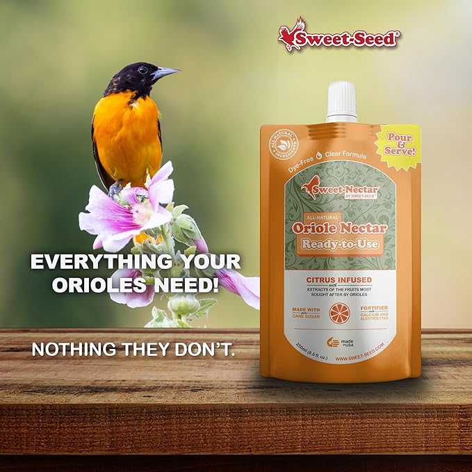 sweet-seed Oriole Nectar 250mL (8oz), Ready to Use - Extends The Life of Nectar for Oriole Feeders | Ultimate Oriole Food… (3-Pack)