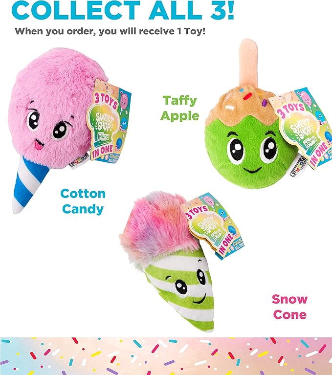 Outward Hound Surprise Destroy Them All Sweet Shop Dog Toy - 3-in-1 Dog Toy, Collect All of The Squeakin Sweet Treats! (Pack of 3)