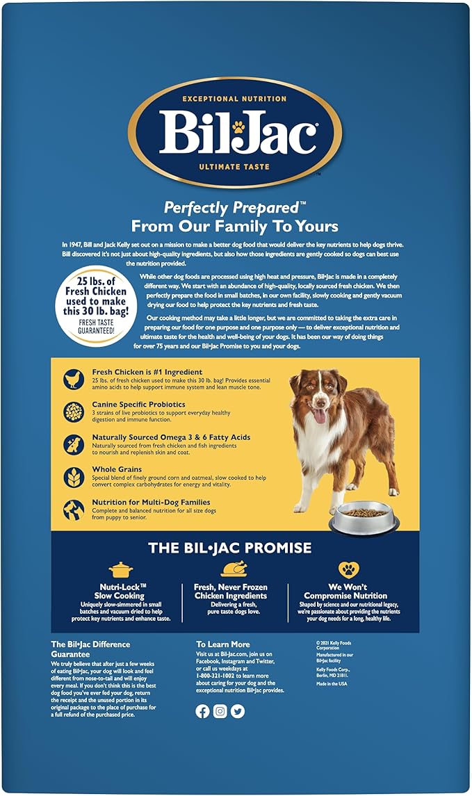 Bil-Jac Adult Select Dry Dog Food | Fresh Chicken Recipe | 30 lb Bag