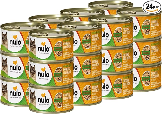 Nulo Wet Canned Cat Food - Shredded Chicken & Duck, High Protein Grain-Free Wet Cat Food Shreds for Indoor & Outdoor Kittens and Adults, 3oz Cans (24 Pack)