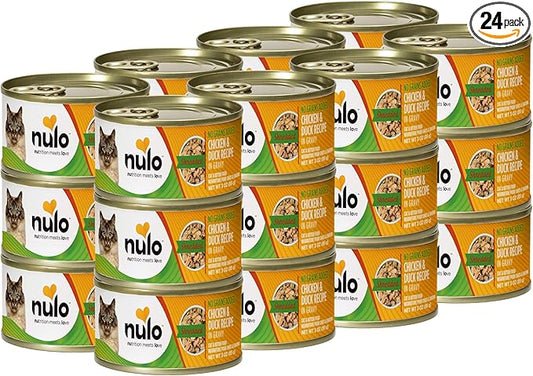Nulo Wet Canned Cat Food - Shredded Chicken & Duck, High Protein Grain-Free Wet Cat Food Shreds for Indoor & Outdoor Kittens and Adults, 3oz Cans (24 Pack)