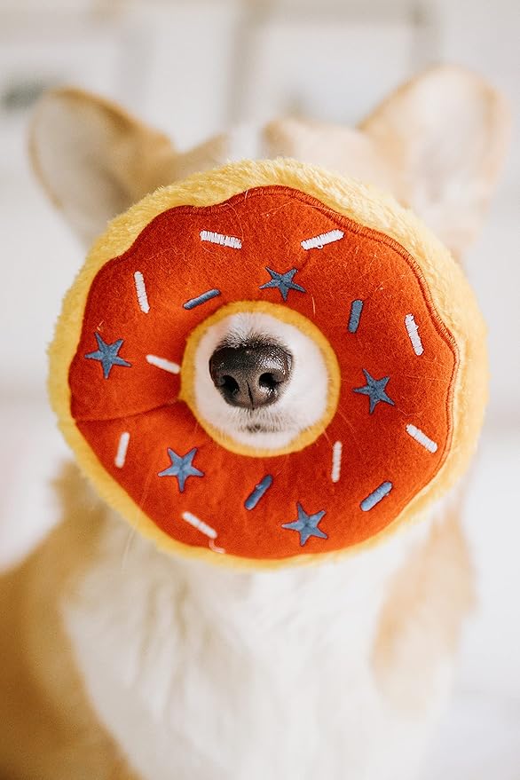 ZippyPaws Americana Jumbo Donutz - Summer Donut Dog Toy with No Stuffing for Girl & Boy Dogs, Squeaky Dog Toy Gifts for Dog Dads, (ZP1024)