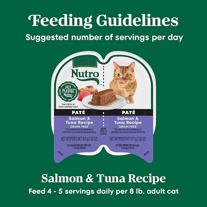 Nutro Perfect Portions Wet Cat Food Pate Salmon & Tuna Recipe, 2.64 oz. Twin-Pack Trays (24 Count, Pack of 1)
