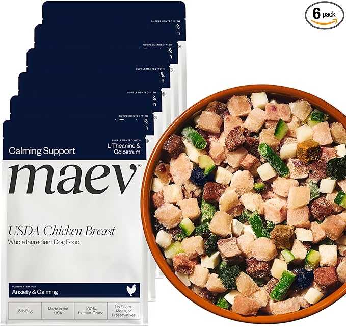 Maev Human-Grade Chicken Dog Food, Anxiety & Calming Formula, Whole Ingredient, Gluten-Free, High Protein Puppy & Dog Food, 30 lb