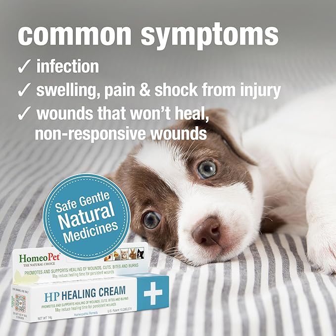 HomeoPet HP Healing Cream, Safe and Natural Skin-Healing Ointment for Cats and Dogs, 14 Grams