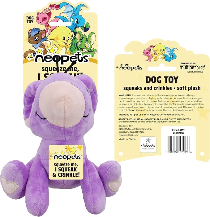 7" NEOPETS - Plush BLUMAROO Plush Filled Dog Toy That squeaks