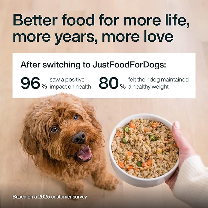 JustFoodForDogs Pantry Fresh Dog Food Variety Pack, Complete Meal or Topper, Beef, Chicken, Turkey, & Lamb Human Grade Recipe - 12.5 oz (Pack of 8)