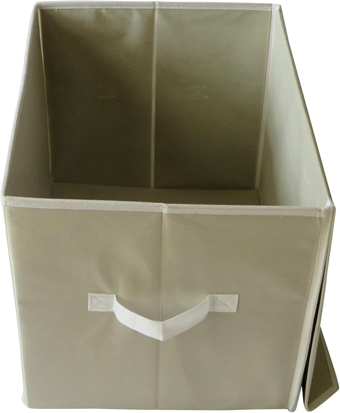 Feline Ruff Large Dog Toys Storage Box. 16" x 12" inch Pet Toy Storage Basket with Lid. Perfect Collapsible Canvas Bin for Cat Toys and Accessories Too! (Tan)
