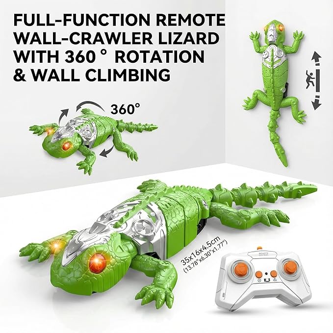 Interactive Cat Toy for Indoor Cats, Automatic Cat Toy with Remote Control, Wall Climbing Lizard Toy with Glowing Eyes - Electric Interactive Toy for Fun and Exercise