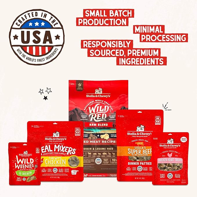 Stella & Chewy's Grass Fed Beef & Wild Caught Salmon Shredrs - Premium Dog Food Pouches - Perfect for Picky Eaters- 12 Pack, 2.8oz Each