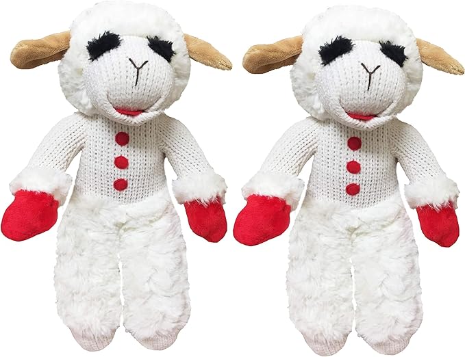 MultiPet Lambchop Standing Plush Dog Toy 13" with Squeaker Size:Pack of 2