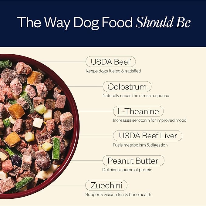 Maev Human-Grade Beef Dog Food, Anxiety & Calming Formula, Whole Ingredient, Gluten-Free, High Protein Puppy & Dog Food, 15 lb