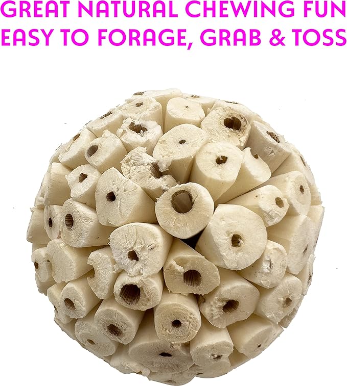 5100 Pk2 Big Sola Balls - Handmade Large Sized sola Wood Bird Foot Toys, Lightweight, Easy to Shred for Beaks and feet, Conditions While Pets chew, Excellent for med to Large Size Birds, Breaks Apart