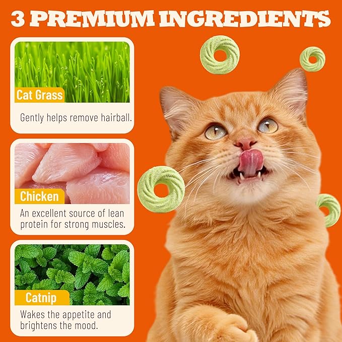 8 oz Cat Grass Treats Hairball Control Catnip Flavor Healthy Cat Snacks Training Biscuits Cat Treats