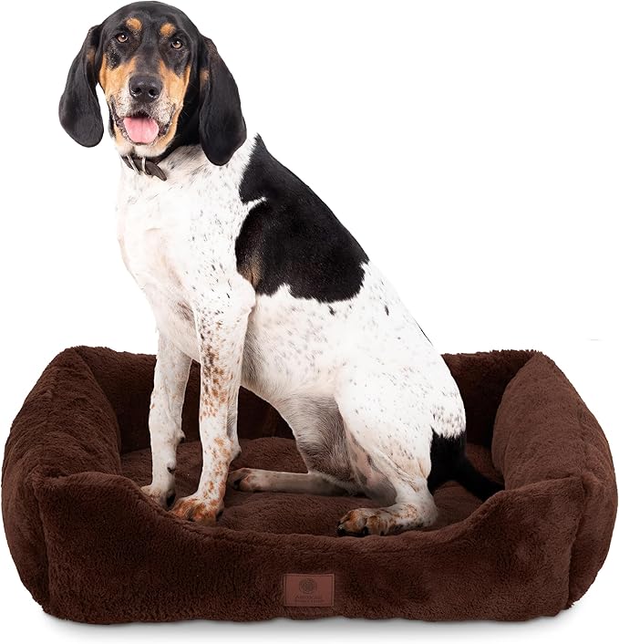 AMERICAN KENNEL CLUB Cuddler Pet Bed with Low-Profile Entrance – 30" Plush Dog Bed for Medium Breeds Up to 50 lbs, Ultra-Soft Washable Bed with Non-Slip Bottom, Durable High-Loft Filling, Brown