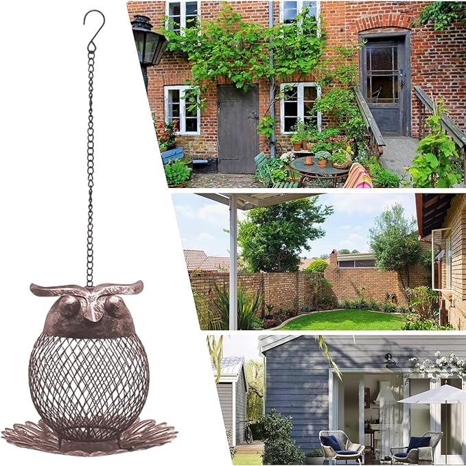 Bird Feeders for Outdoors - Squirrel Proof Vintage Cute - Owl-Shaped Large Capacity Bird Feeder,for Finch Bluebird Sparrow Birding Feeding Yard Deck Porch