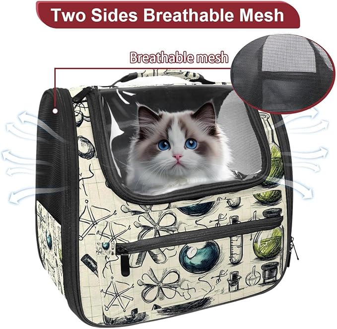 Chemistry Set of Doodle Elements (3) Traveler Backpack Pet Carriers for Cats and Dogs